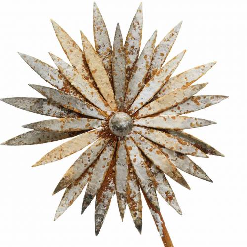 Floristik24 Bouchon de jardin bleuet patine métal blanc Ø10 / 15cm H66cm