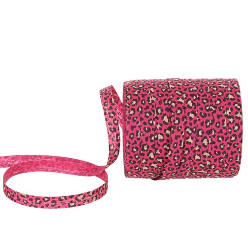 Ruban décoratif, motif léopard, rose, ruban frisé pour emballage cadeau et loisirs créatifs, 10 mm, 100 m