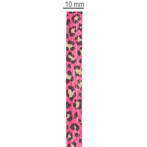 Ruban décoratif, motif léopard, rose, ruban frisé pour emballage cadeau et loisirs créatifs, 10 mm, 100 m | Floristik24.be