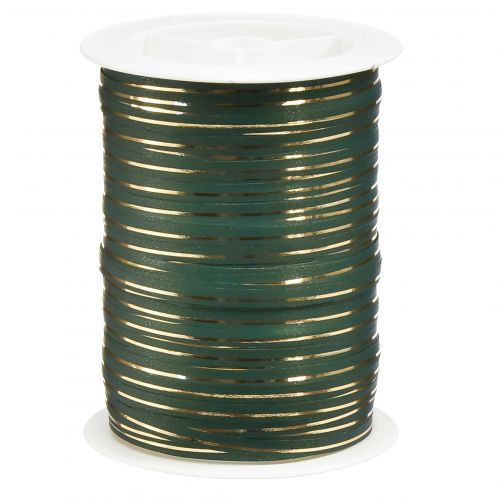 Ruban de curling ruban cadeau vert avec rayures dorées 10mm 250m