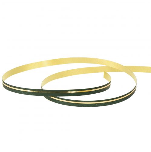 Article Ruban de curling ruban cadeau vert avec rayures dorées 10mm 250m