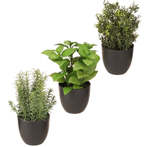 Herbes artificielles basilic thym romarin Ø11,5cm 3pcs