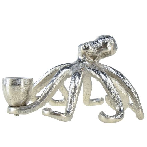 Floristik24 Bougeoir décoratif maritime pieuvre métal argenté Ø14cm H9cm