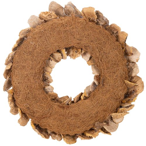 Couronne de champignons arboricoles, couleur naturelle, pour décoration de porte ou de mur, 37 cm | Floristik24.be