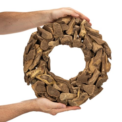 Couronne décorative ronde en bois naturel, 35 cm | Floristik24.be