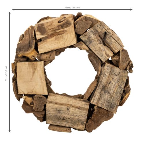 Couronne décorative ronde en bois naturel, 35 cm | Floristik24.be