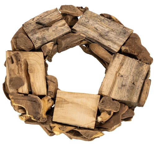 Couronne décorative ronde en bois naturel, 35 cm | Floristik24.be