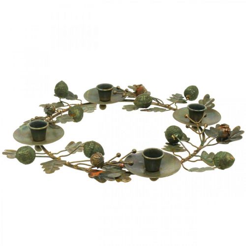Bougie couronne métal aspect laiton décoration glands Ø36cm