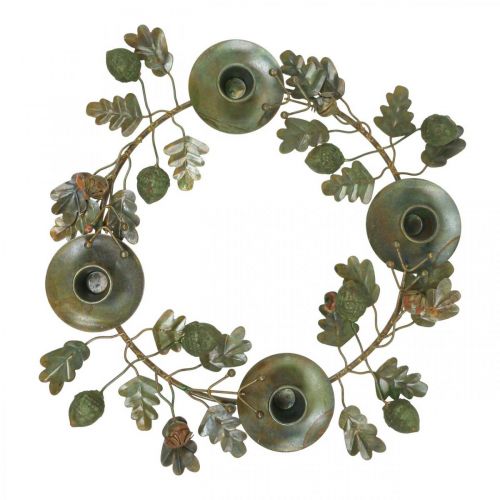 Article Bougie couronne métal aspect laiton décoration glands Ø36cm
