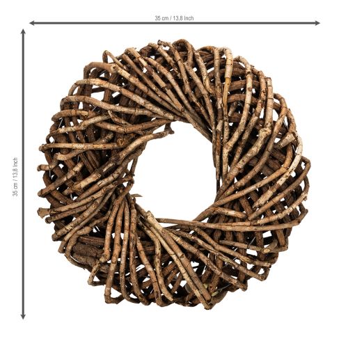 Couronne en brindilles naturelles, couronne ronde en rotin pour loisirs créatifs, 35 cm | Floristik24.be