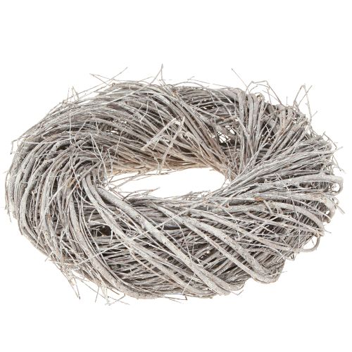 Article Couronne décorative en orme blanc, naturelle blanchie à la chaux, Ø 25 cm