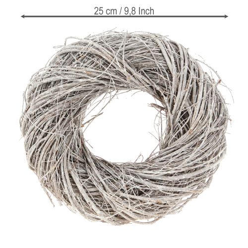 Article Couronne décorative en orme blanc, naturelle blanchie à la chaux, Ø 25 cm