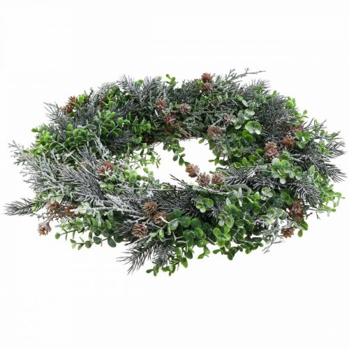 Floristik24 Couronne de Noël Couronne de l'Avent avec neige artificielle Ø30cm