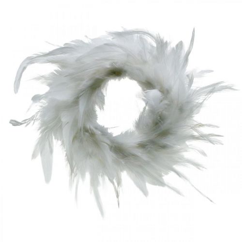 Floristik24 Couronne de plumes blanche petite Ø11cm décoration de Pâques vraies plumes