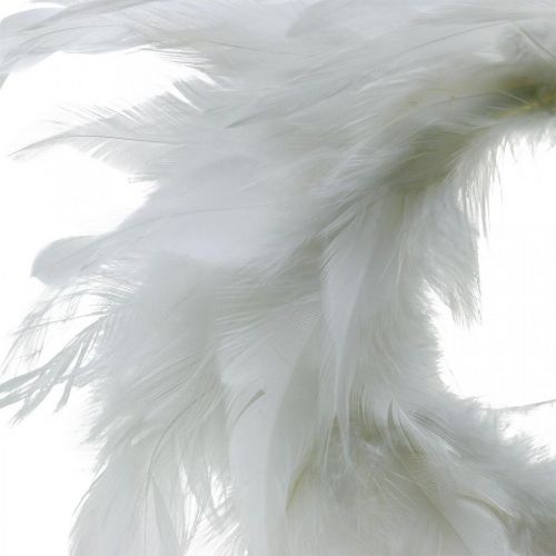 Floristik24 Couronne de plumes blanche petite Ø11cm décoration de Pâques vraies plumes