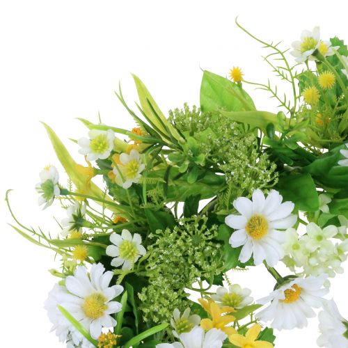 Floristik24 Couronne de printemps avec gerberas blanc, jaune Ø30cm