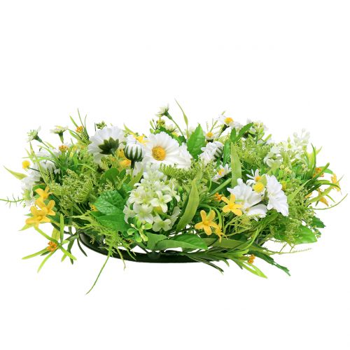 Floristik24 Couronne de printemps avec gerberas blanc, jaune Ø30cm