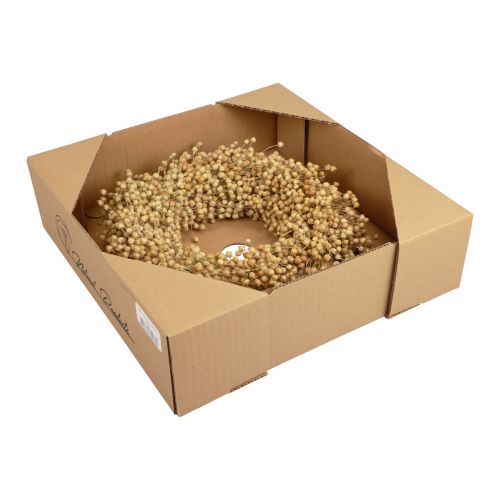 Article Couronne décorative bohème couronne décorative en lin couronne naturelle sèche Ø28cm