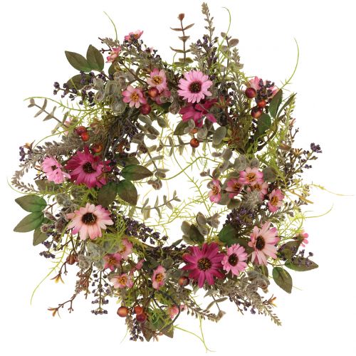 Article Couronne de fleurs avec marguerites et baies vieux rose Ø30cm