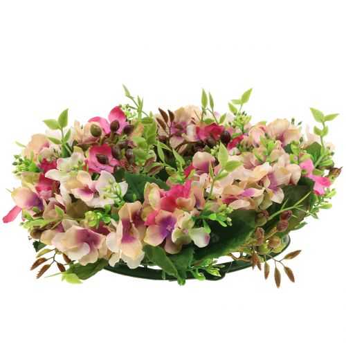 Floristik24 Couronne de fleurs avec hortensia et baies rose Ø30cm