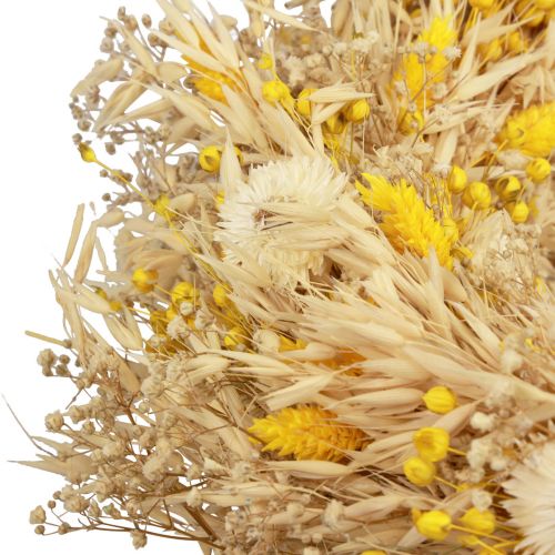 Article Couronne décorative couronne d&#39;avoine couronne naturelle fleurs de paille jaune Ø29cm