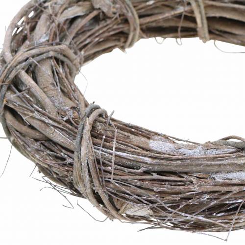 Couronne déco saule Ø20cm blanc délavé