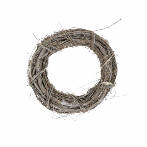 Couronne déco saule Ø20cm blanc délavé