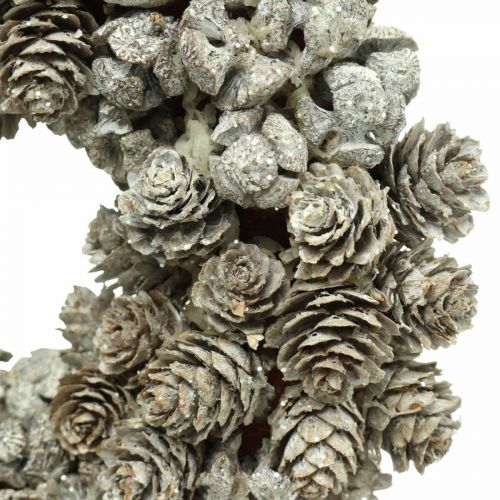 Floristik24 Déco couronne cônes mélèze et cyprès blanc, paillettes Ø20cm 2pcs
