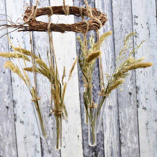 Floristik24 Couronne de saule avec éprouvettes, couronne décorative à suspendre L85cm Ø28cm