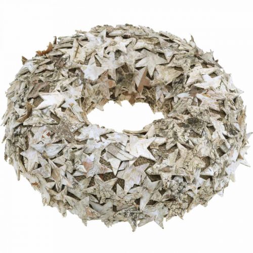 Floristik24 Couronne décorative étoiles écorce de bouleau Couronne de Noël bouleau Ø30cm