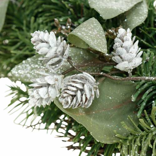 Floristik24 Couronne décorative eucalyptus et cônes artificiels Ø45cm vert, blanc