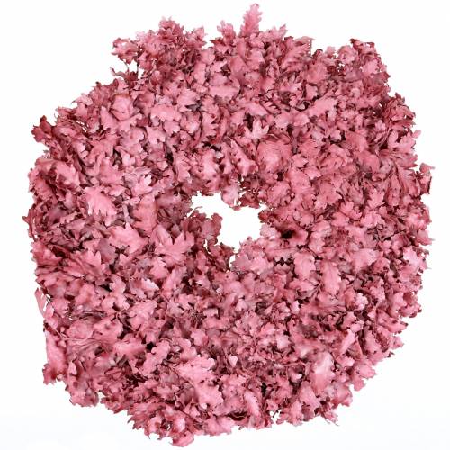 Floristik24 Couronne de feuilles de chêne rose ciré Ø38cm