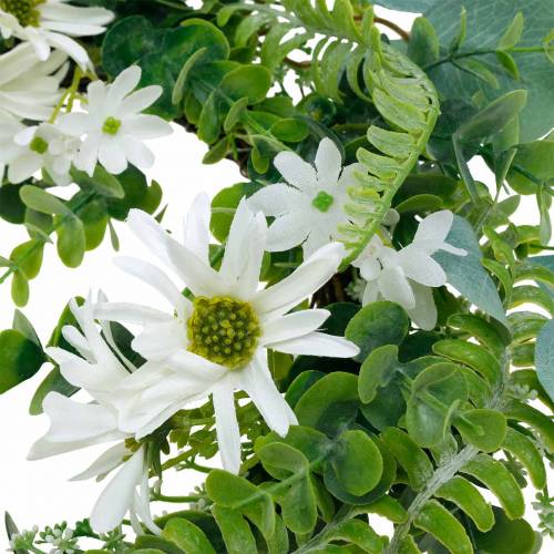 Article Couronne d'eucalyptus artificielle avec fougère, marguerites du cap et jasmin, couronne de porte, couronne décorative, décoration de table
