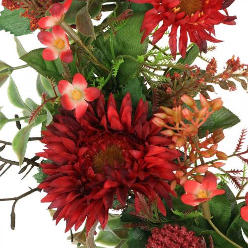 Article Couronne d&#39;automne fleurs en soie gerbera rouge chardon couronne de porte Ø42cm