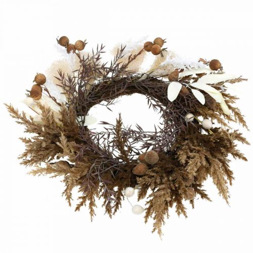 Floristik24 Guirlande décorative gazon artificiel sec et fruits porte couronne Ø50cm