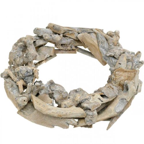 Floristik24 Couronne décorative guirlande en bois lavé blanc Ø35cm H9cm