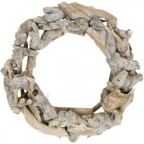 Floristik24 Couronne décorative guirlande en bois lavé blanc Ø35cm H9cm