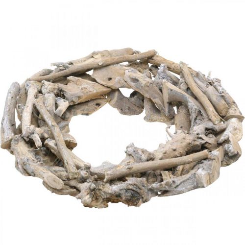 Floristik24 Couronne en bois racines et branches Couronne décorative blanchie à la chaux Ø40cm H9cm