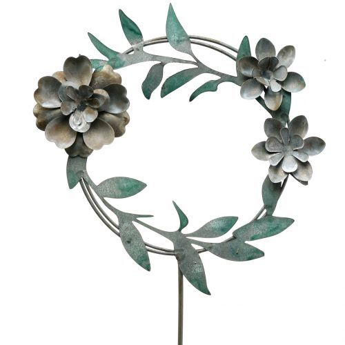 Floristik24 Pique de jardin avec couronne florale, métal H. 63 cm