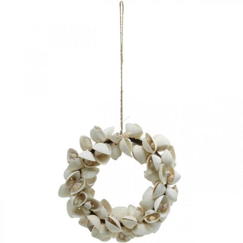 Floristik24 Couronne maritime, décoration marine, couronne décorative coquillages et coquilles d&#39;escargots naturel Ø26,5cm