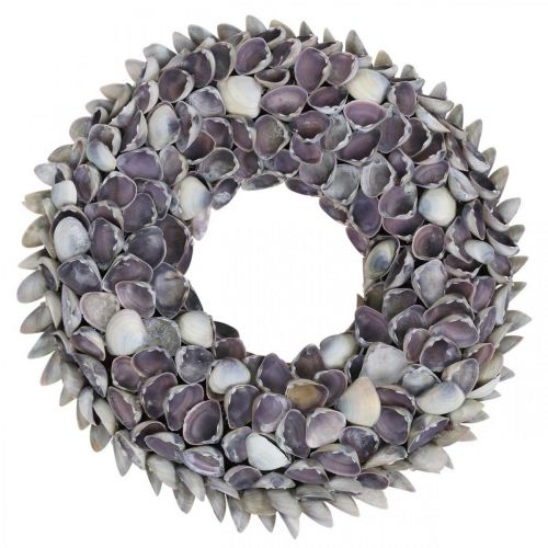 Floristik24 Couronne de coquillages, coquillages naturels chippy violet, anneau en coquillages Ø25cm