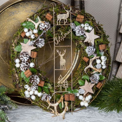 Floristik24 Couronne couronne naturelle couronne en bois branches mousse paillettes Ø40cm