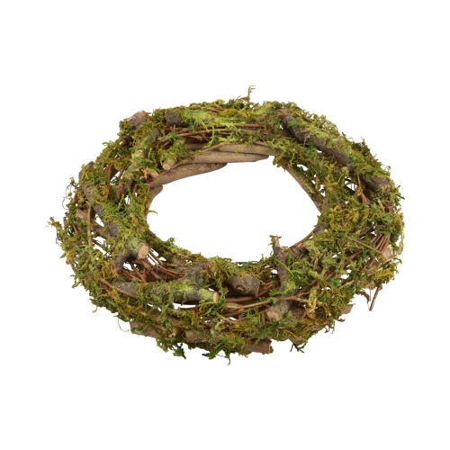 Floristik24 Couronne couronne naturelle couronne en bois branches mousse paillettes Ø28cm