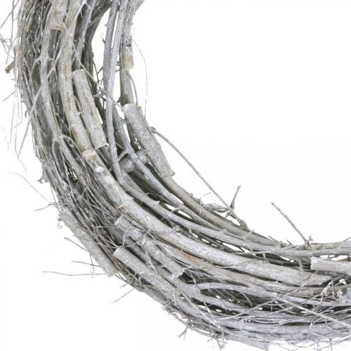 Article Couronne déco Ø50cm branches d&#39;orme blanchies avec des vignes couronne de porte grande