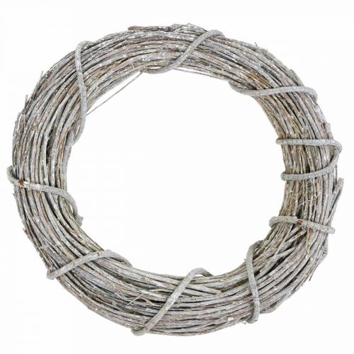 Floristik24 Couronne déco guirlande naturelle blanchie à la chaux porte guirlande Shabby Chic Ø42cm