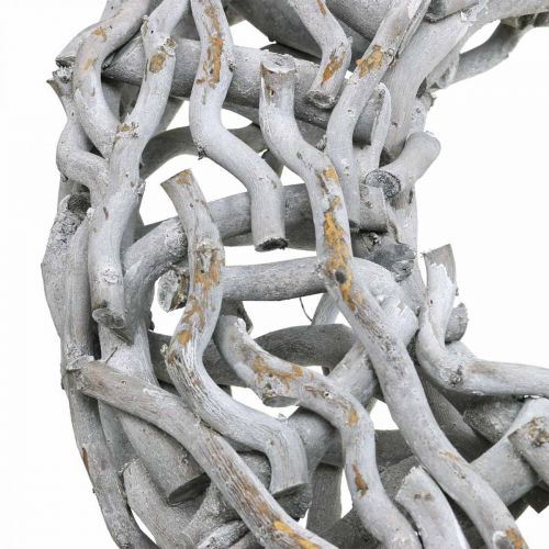 Floristik24 Couronne décorative bois et brindilles blanchies à la chaux Couronne en bois grand Ø60cm