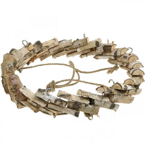 Article Couronne en bois à suspendre avec crochet bouleau naturel Ø35cm