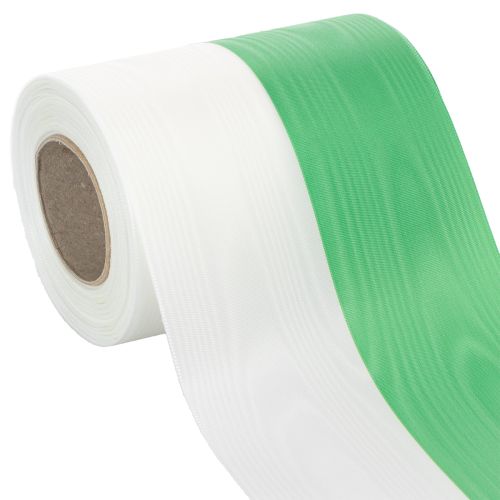 Ruban moiré pour couronne, 125 mm x 25 m, vert et blanc, ruban tissé en taffetas, ruban national, ruban décoratif acheter | Floristik24.be