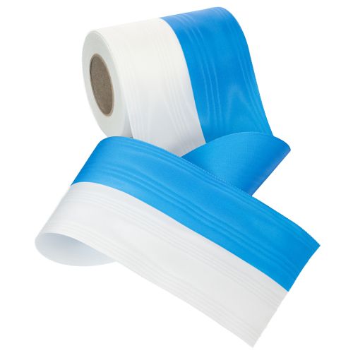 Article Ruban moiré bleu et blanc pour couronne 125 mm – Ruban de deuil et décoratif de haute qualité, ruban traditionnel élégant, rouleau de 25 m