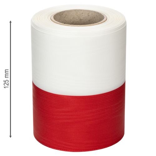 Article Ruban moiré blanc et rouge pour couronne, 125 mm - ruban de deuil, ruban décoratif, ruban à nœud, ruban festif, rouleau de 25 m